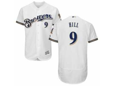 Men's Majestic Milwaukee Brewers #9 Aaron Hill White Royal Flexbase Authentic Collection MLB Jersey