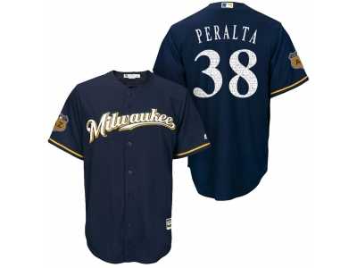 Men's Milwaukee Brewers #38 Wily Peralta 2017 Spring Training Cool Base Stitched MLB Jersey