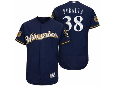 Men's Milwaukee Brewers #38 Wily Peralta 2017 Spring Training Flex Base Authentic Collection Stitched Baseball Jersey