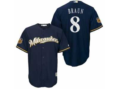 Men's Milwaukee Brewers #8 Ryan Braun 2017 Spring Training Cool Base Stitched MLB Jersey