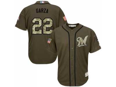 Milwaukee Brewers #22 Matt Garza Green Salute to Service Stitched Baseball Jersey