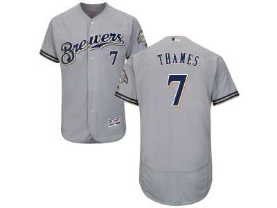 Milwaukee Brewers #7 Eric Thames Grey Flexbase Authentic Collection Stitched MLB Jersey