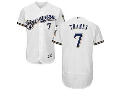 Milwaukee Brewers #7 Eric Thames White Flexbase Authentic Collection Stitched MLB Jersey