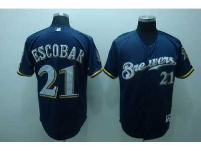 mlb milwaukee brewers #21 escobar blue[40th patch]