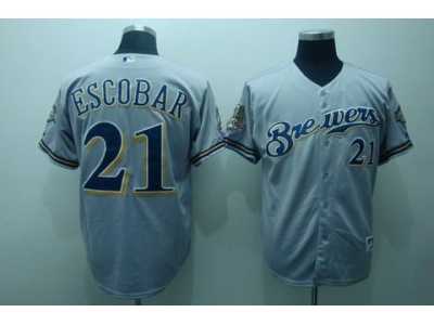mlb milwaukee brewers #21 escobar grey[40th patch]