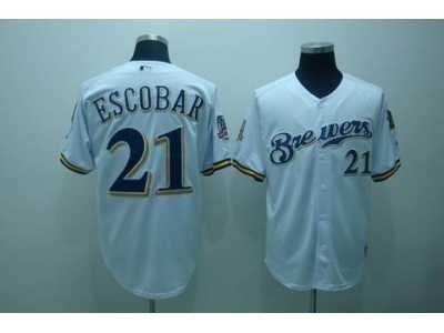 mlb milwaukee brewers #21 escobar white[40th patch]