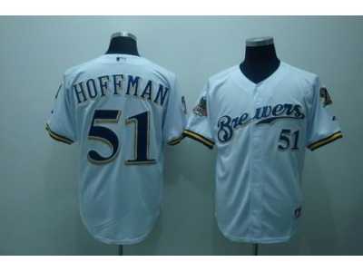 mlb milwaukee brewers #51 hoffman white[40th patch]