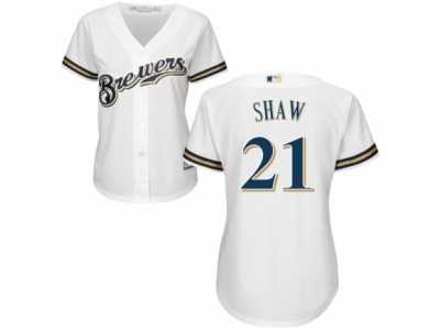 Women's Majestic Milwaukee Brewers #21 Travis Shaw Replica White Alternate Cool Base MLB Jersey
