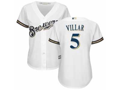 Women's Majestic Milwaukee Brewers #5 Jonathan Villar Replica White Home Cool Base MLB Jersey