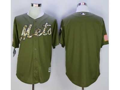 MLB Men New York Mets Blank Green Camo New Cool Base Stitched Jersey