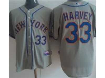 MLB New York Mets #33 Matt Harvey Grey Jersey(Cool Base)