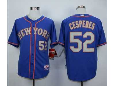 MLB New York Mets #52 Yoenis Cespedes Blue (Grey NO.) Jerseys