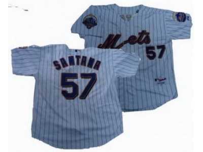 MLB New York Mets #57 Johan Santana white[blue strip][50th Anniversary]
