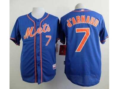 MLB New York Mets #7 Travis d'Arnaud Blue Alternate Home Cool Base Stitched Baseball jerseys
