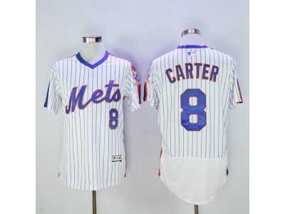 Men New York Mets #8 Gary Carter Majestic White Alternate Flexbase Authentic Collection Player Jersey