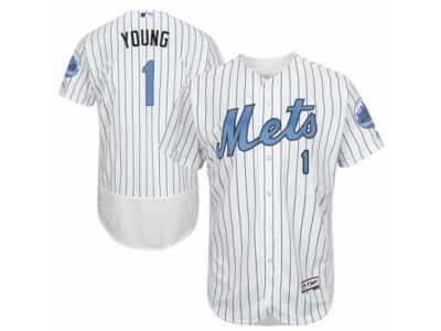 Men\'s Majestic New York Mets #1 Chris Young Authentic White 2016 Father\'s Day Fashion Flex Base MLB Jersey