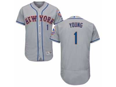 Men's Majestic New York Mets #1 Chris Young Grey Flexbase Authentic Collection MLB Jersey