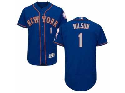 Men's Majestic New York Mets #1 Mookie Wilson Royal Gray Flexbase Authentic Collection MLB Jersey