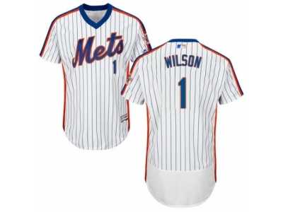 Men's Majestic New York Mets #1 Mookie Wilson White Royal Flexbase Authentic Collection MLB Jersey