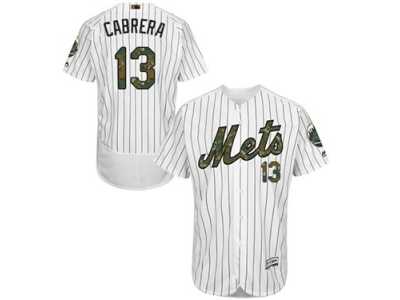 Men's Majestic New York Mets #13 Asdrubal Cabrera Authentic White 2016 Memorial Day Fashion Flex Base MLB Jersey
