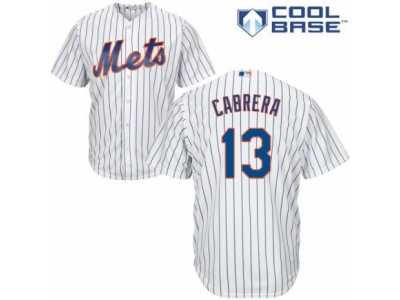 Men's Majestic New York Mets #13 Asdrubal Cabrera Authentic White Home Cool Base MLB Jersey