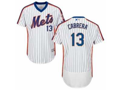 Men's Majestic New York Mets #13 Asdrubal Cabrera White Royal Flexbase Authentic Collection MLB Jersey