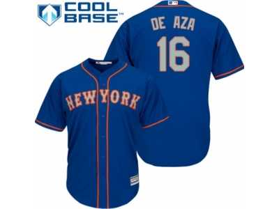 Men's Majestic New York Mets #16 Alejandro De Aza Authentic Royal Blue Alternate Road Cool Base MLB Jersey