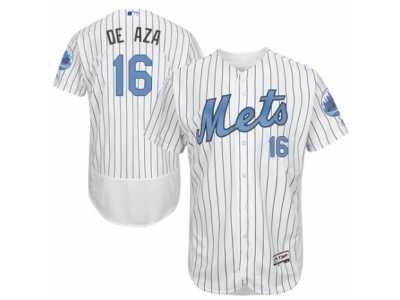 Men's Majestic New York Mets #16 Alejandro De Aza Authentic White 2016 Father's Day Fashion Flex Base MLB Jersey
