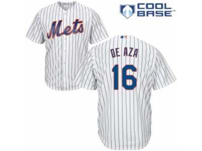 Men's Majestic New York Mets #16 Alejandro De Aza Authentic White Home Cool Base MLB Jersey