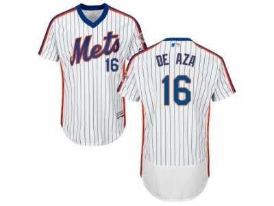 Men's Majestic New York Mets #16 Alejandro De Aza White Royal Flexbase Authentic Collection MLB Jersey