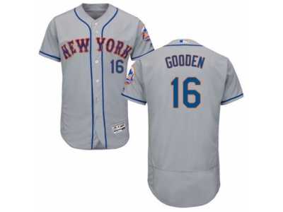 Men\'s Majestic New York Mets #16 Dwight Gooden Grey Flexbase Authentic Collection MLB Jersey
