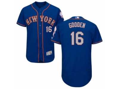 Men's Majestic New York Mets #16 Dwight Gooden Royal Gray Flexbase Authentic Collection MLB Jersey