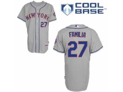 Men's Majestic New York Mets #27 Jeurys Familia Authentic Grey Road Cool Base MLB Jersey