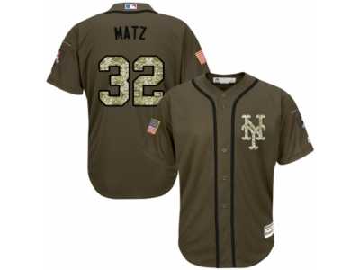Men's Majestic New York Mets #32 Steven Matz Replica Green Salute to Service MLB Jersey