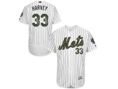 Men's Majestic New York Mets #33 Matt Harvey Authentic White 2016 Memorial Day Fashion Flex Base MLB Jersey