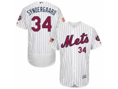 Men's Majestic New York Mets #34 Noah Syndergaard White Fashion Stars & Stripes Flex Base MLB Jersey