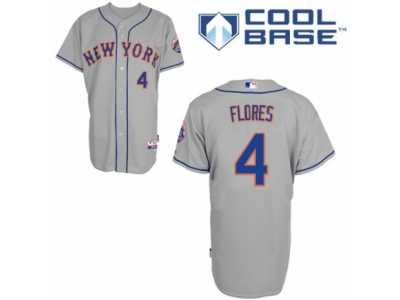Men's Majestic New York Mets #4 Wilmer Flores Authentic Grey Road Cool Base MLB Jersey