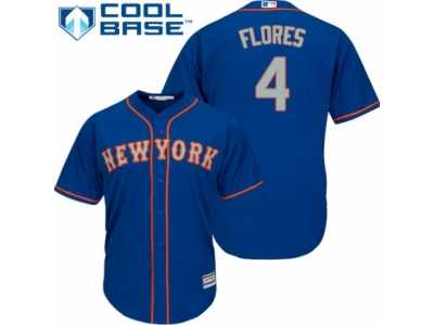 Men's Majestic New York Mets #4 Wilmer Flores Authentic Royal Blue Alternate Road Cool Base MLB Jersey