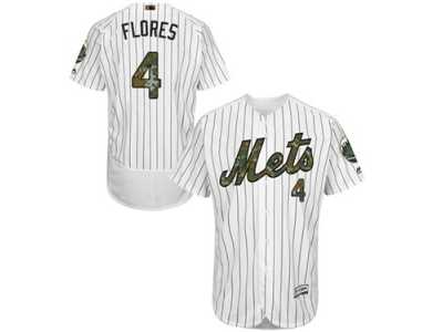 Men's Majestic New York Mets #4 Wilmer Flores Authentic White 2016 Memorial Day Fashion Flex Base MLB Jersey