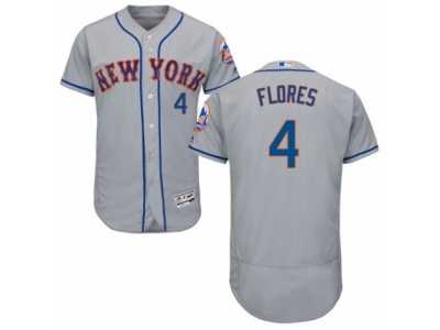 Men's Majestic New York Mets #4 Wilmer Flores Grey Flexbase Authentic Collection MLB Jersey