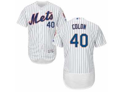 Men's Majestic New York Mets #40 Bartolo Colon White Flexbase Authentic Collection MLB Jersey