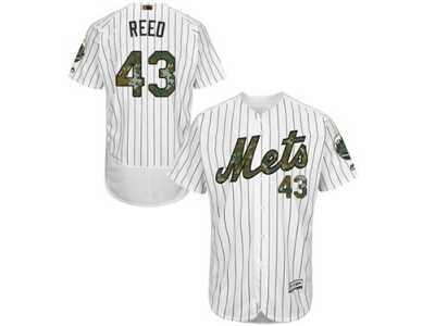 Men's Majestic New York Mets #43 Addison Reed Authentic White 2016 Memorial Day Fashion Flex Base MLB Jersey