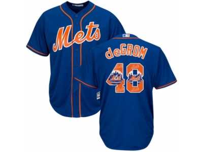 Men's Majestic New York Mets #48 Jacob deGrom Authentic Royal Blue Team Logo Fashion Cool Base MLB Jersey