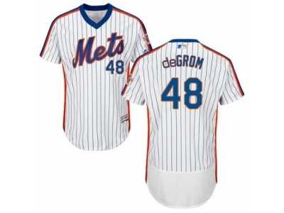 Men's Majestic New York Mets #48 Jacob deGrom White Royal Flexbase Authentic Collection MLB Jersey