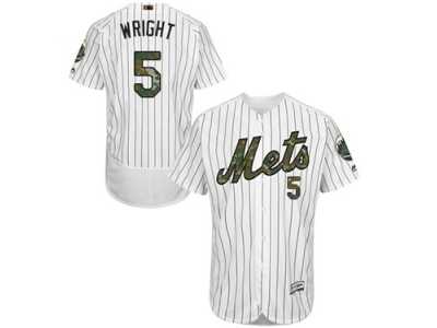 Men's Majestic New York Mets #5 David Wright Authentic White 2016 Memorial Day Fashion Flex Base MLB Jersey