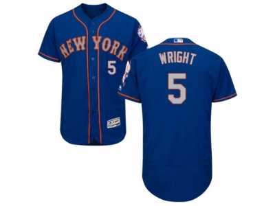 Men's Majestic New York Mets #5 David Wright Royal Gray Flexbase Authentic Collection MLB Jersey