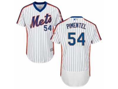 Men's Majestic New York Mets #54 Stolmy Pimentel White Royal Flexbase Authentic Collection MLB Jersey
