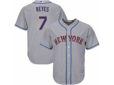 Men's Majestic New York Mets #7 Jose Reyes Replica Grey Road Cool Base MLB Jersey
