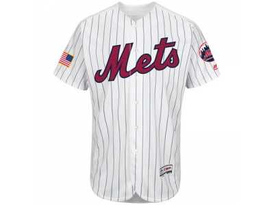 Men's New York Mets Blank White Stitched 2016 Fashion Stars & Stripes Flex Base Baseball Jersey