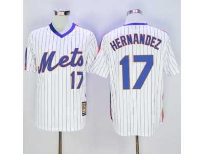 Mitchell and Ness New York Mets #17 Keith Hernandez Stitched White Blue Strip Throwback Baseball Jersey